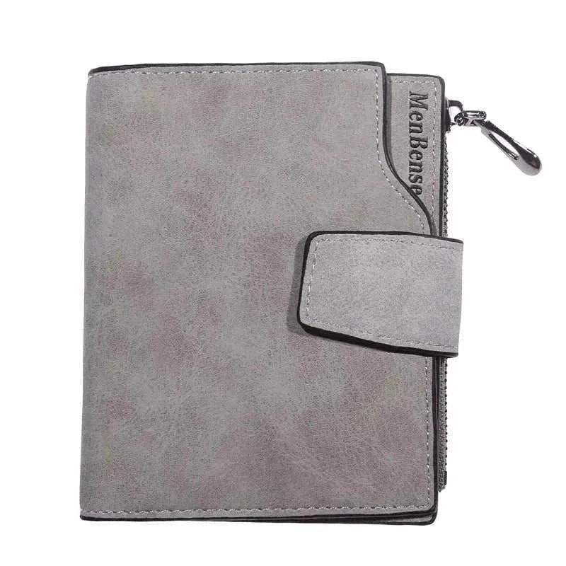 Premium leather women's wallet with multiple card slots and a coin pocket.