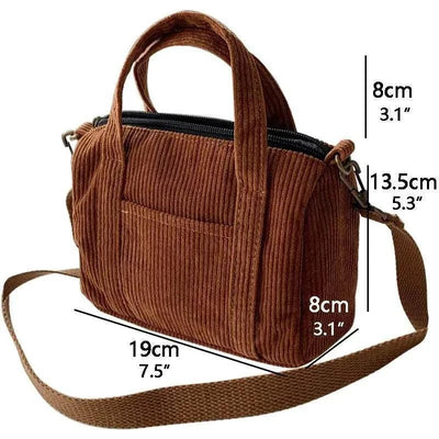 Handbag Leisure Women Canvas Small Shoulder Bag | Vintage Corduroy - BagsClub