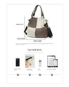 Canvas retro bag, stylish and spacious women's hand/shoulder accessory, 29x31cm, fits A4 books, tablet, phone.