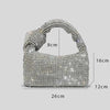 Luxury Silver Rhinestone Knot Handle Evening Bag - BagsClub