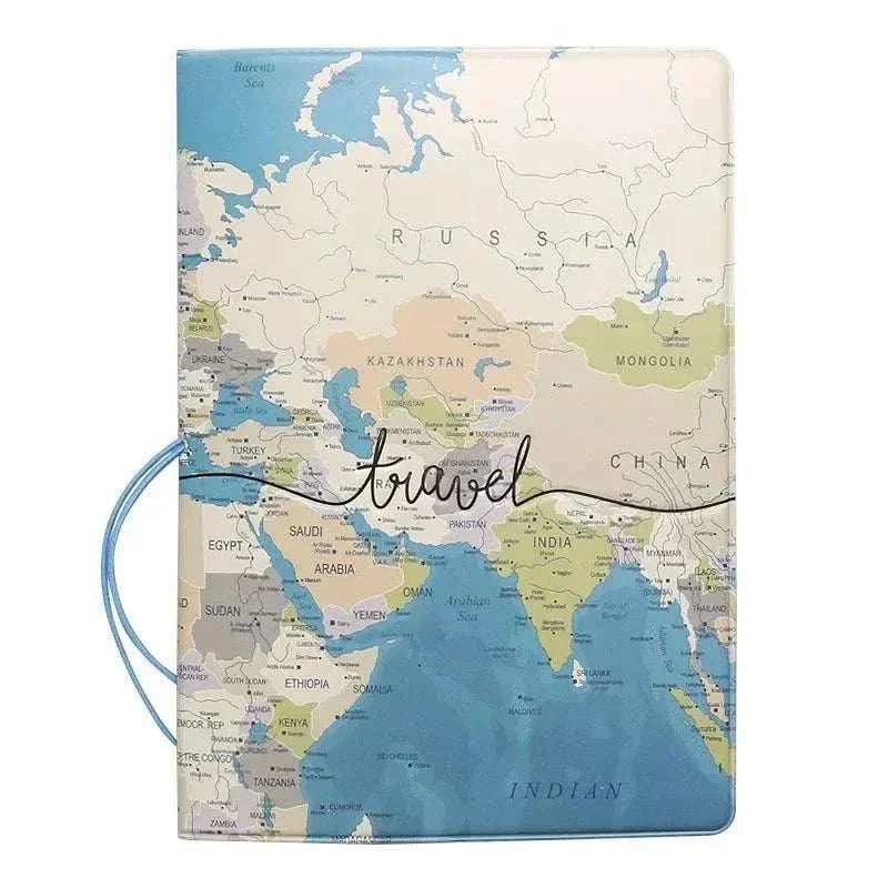 Stylish MAP Passport Cover 2024 with world map design for travelers.